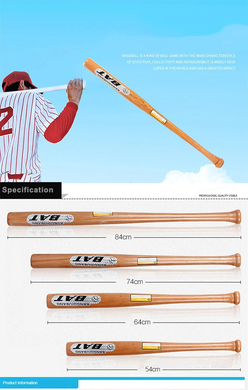 Wood Baseball Bat Professional Hardwood Baseball Stick Outdoor Sports Self-defense Weapon Bat Of The Bit Softball Bats Softball