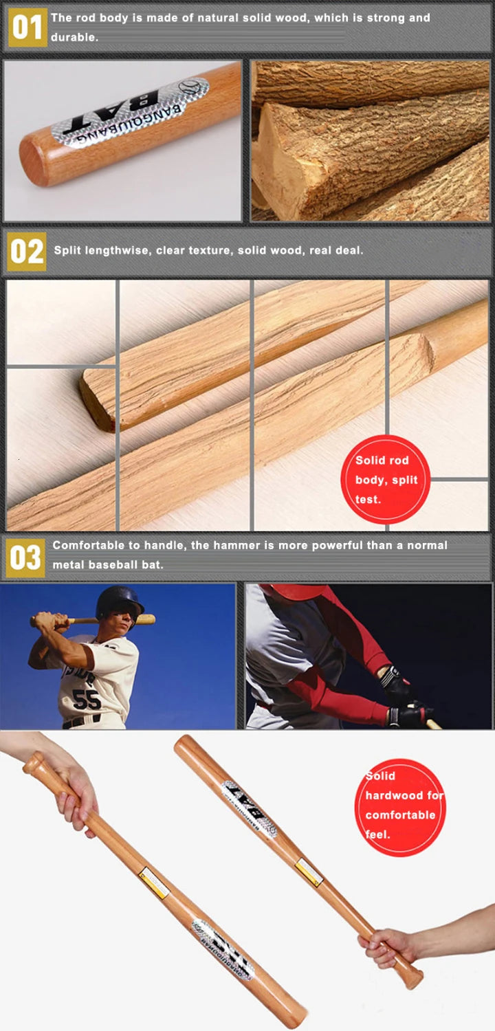 Wood Baseball Bat Professional Hardwood Baseball Stick Outdoor Sports Self-defense Weapon Bat Of The Bit Softball Bats Softball