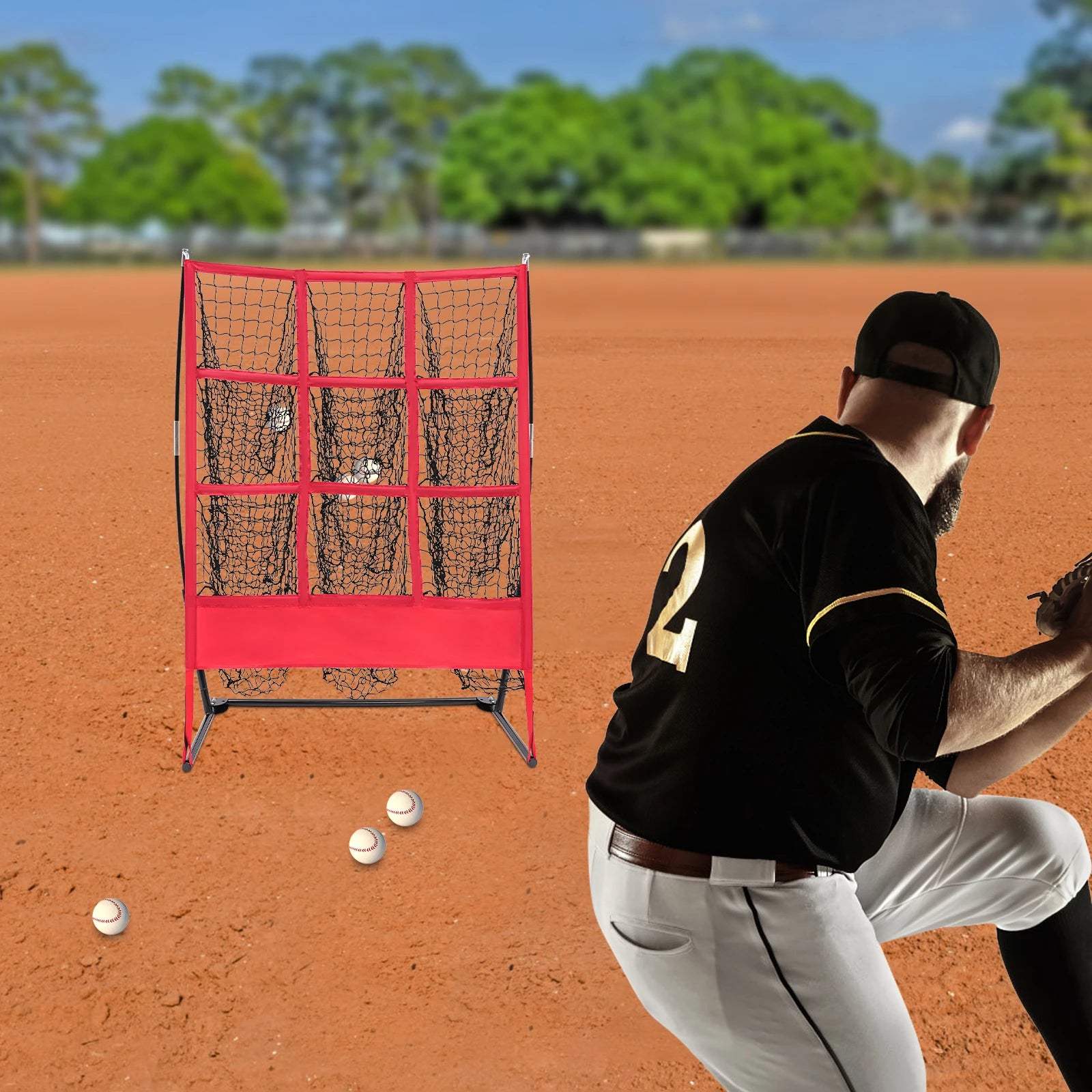 9-Grid Baseball Training Net, High-Quality Materials, Improves Aiming Skills, For Home Backyard Field, Ideal Gift For Fans