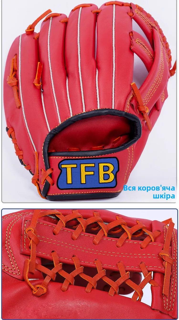 Full ain Leather Baseball Glove Sofall Mitt Profional cher Adult Youth Junior Player Fi's Handwear