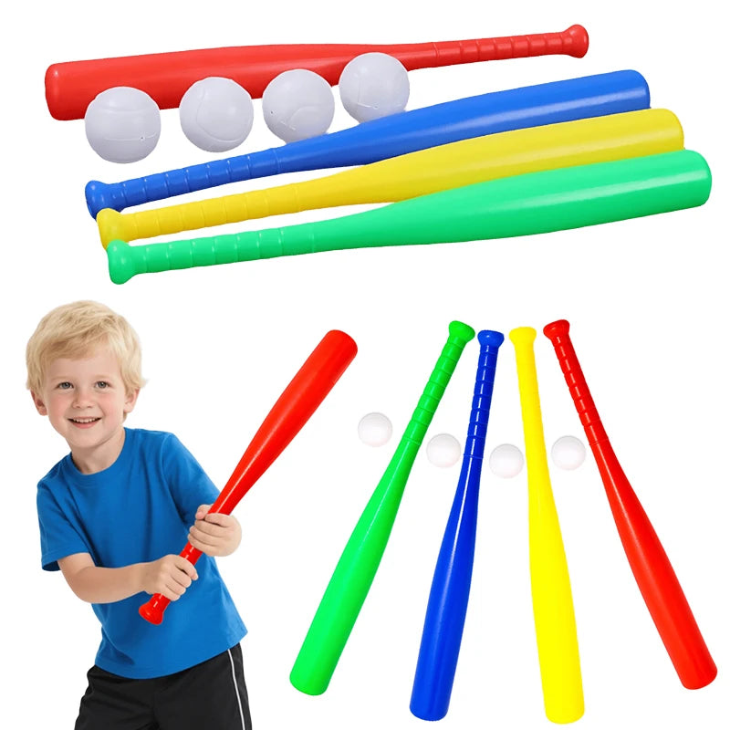 Baseball Set Colorful Plastic Baseball Bat with Ball Outdoor Park Portable Lightweight Fun Sport Game Batting Skill Practice ZYF