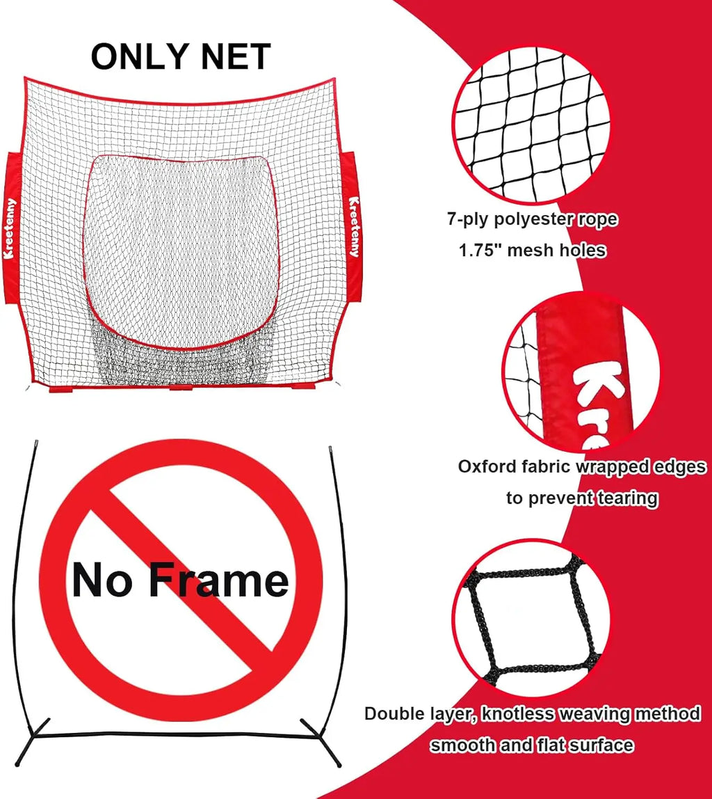 Baseball Replacement Net (NET ONLY),7'×7' Baseball Softball Practice Net for Hitting Batting Catching Pitching
