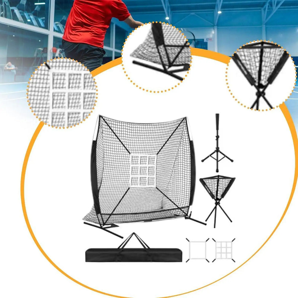 Baseball Softball Net 7x7 Ft Lightweight with Strike Zone, Tee,
