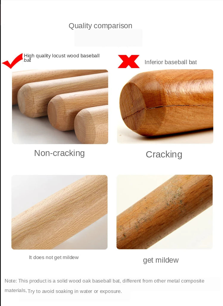 Wood Baseball Bat And Softball Gloves Ball Youth Children 21inch Outdoor Sports Home Person Self-Defense Gear