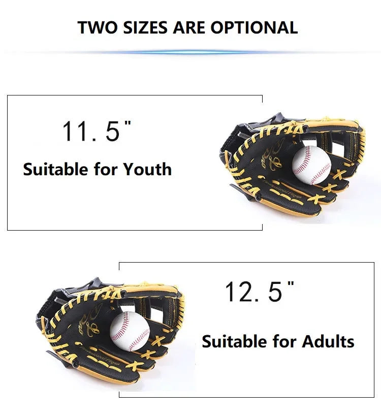 Professional Genuine Leather Baseball Gloves (11.5/12.5inch) - For Youths & Adults Ideal Softball Training & Catcher Mitt Gear
