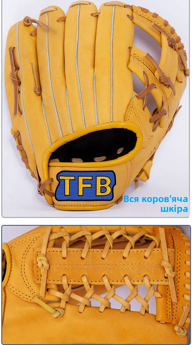 Full ain Leather Baseball Glove Sofall Mitt Profional cher Adult Youth Junior Player Fi's Handwear