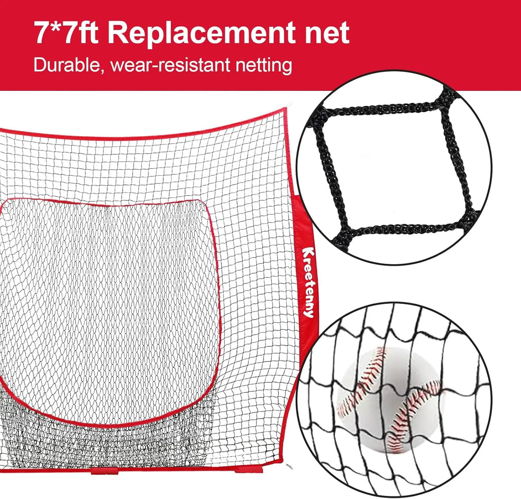 Baseball Replacement Net (NET ONLY),7'×7' Baseball Softball Practice Net for Hitting Batting Catching Pitching