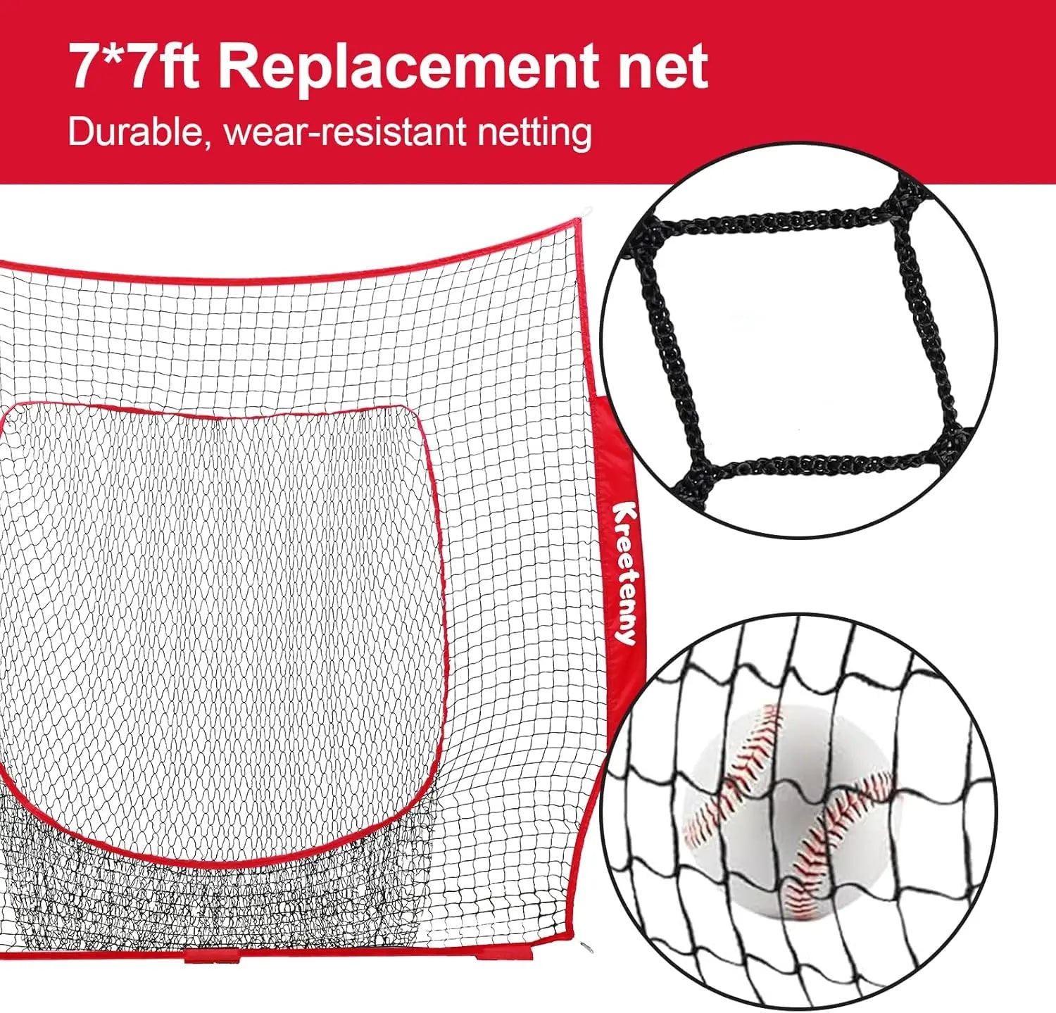 Baseball Replacement Net (NET ONLY),7'×7' Baseball Softball Practice Net for Hitting Batting Catching Pitching