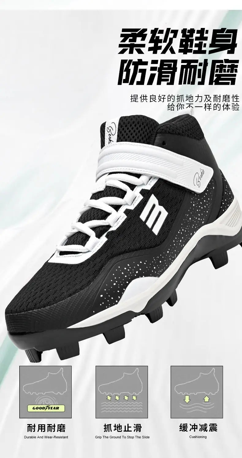 Mens Baseball Shoes Outdoor Court Shoes Mens Slip On Sneakers Breathable Fitness Trainers Shoes High Color Ballerinas