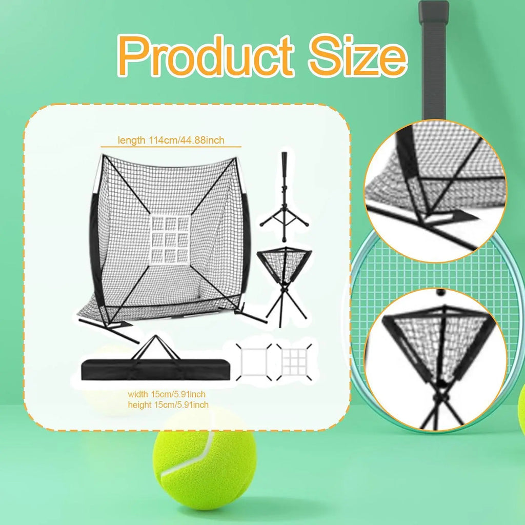 Baseball Softball Net 7x7 Ft Lightweight with Strike Zone, Tee,