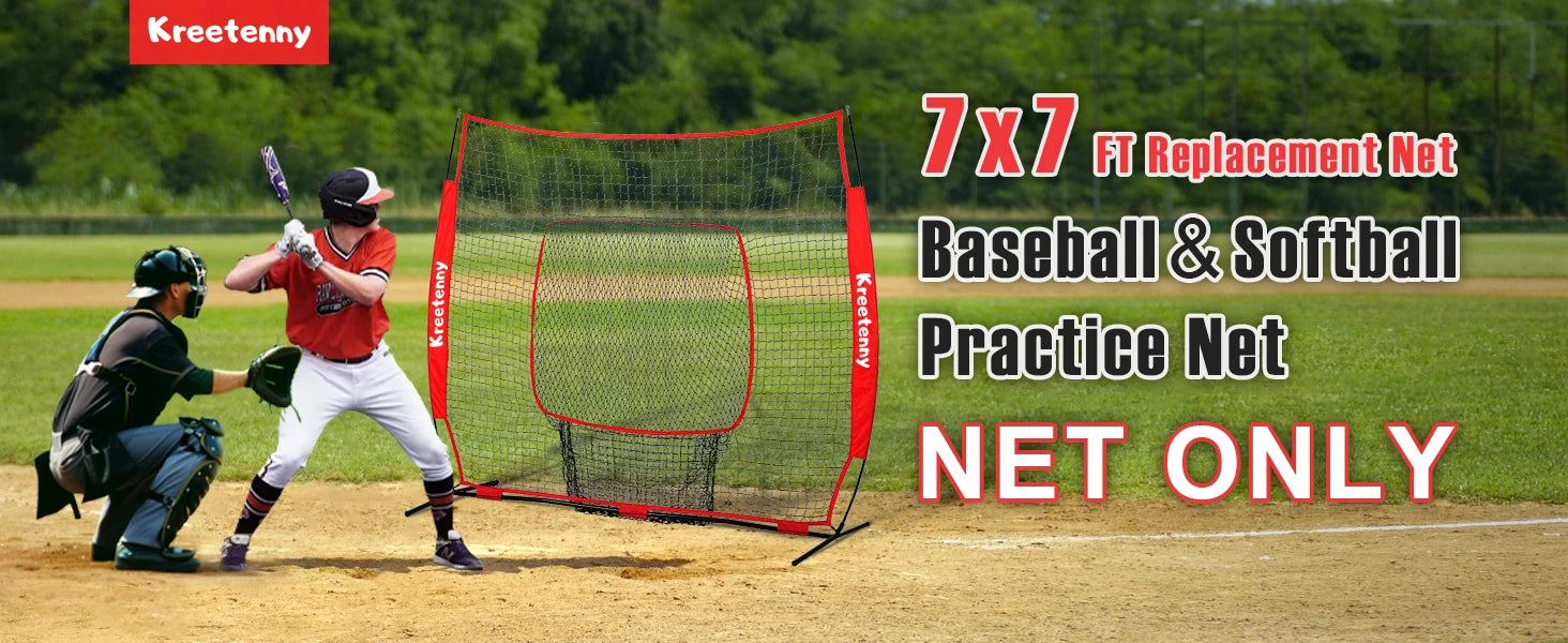 Baseball Replacement Net (NET ONLY),7'×7' Baseball Softball Practice Net for Hitting Batting Catching Pitching