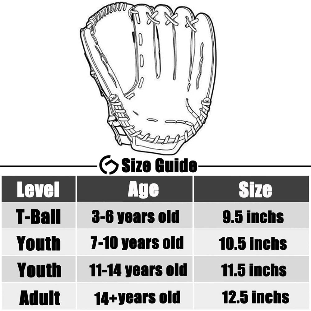 Baseball Glove for Kids Youth Adults Softball Teeball Training PU Leather Left Hand Glove Right Hand Throw Practice Equipment