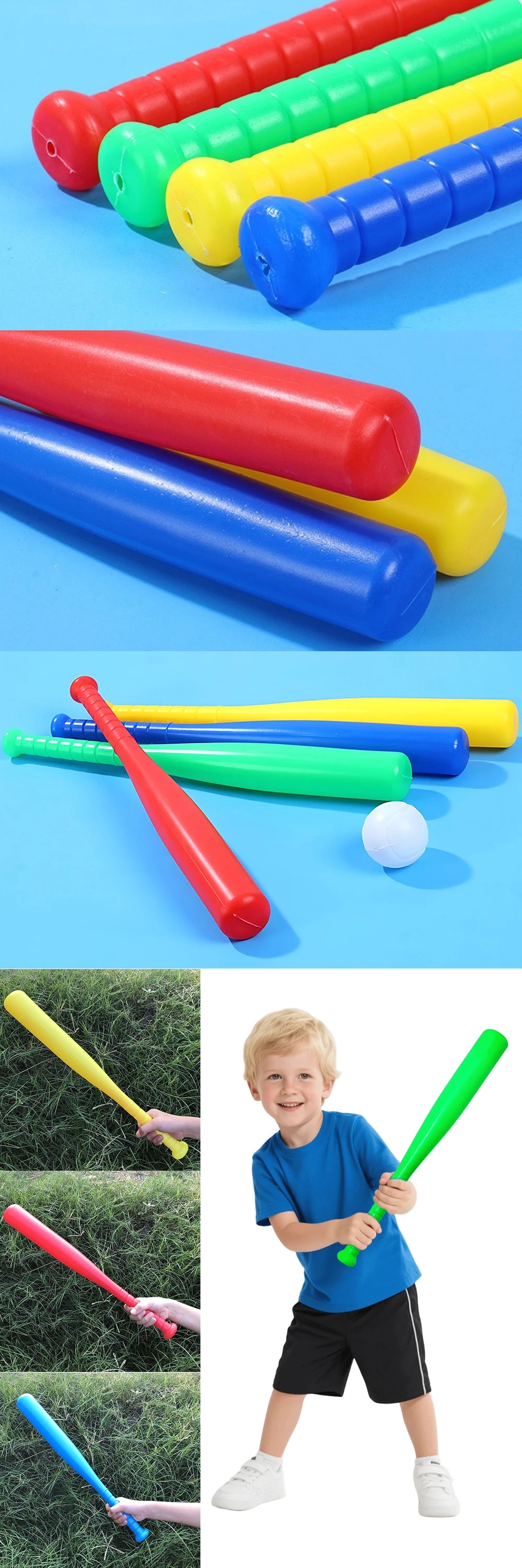 Baseball Set Colorful Plastic Baseball Bat with Ball Outdoor Park Portable Lightweight Fun Sport Game Batting Skill Practice ZYF