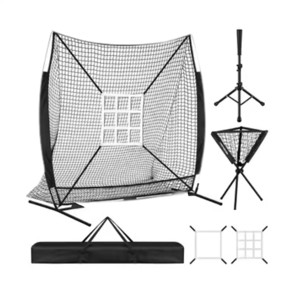 Baseball Softball Net 7x7 Ft Lightweight with Strike Zone, Tee,