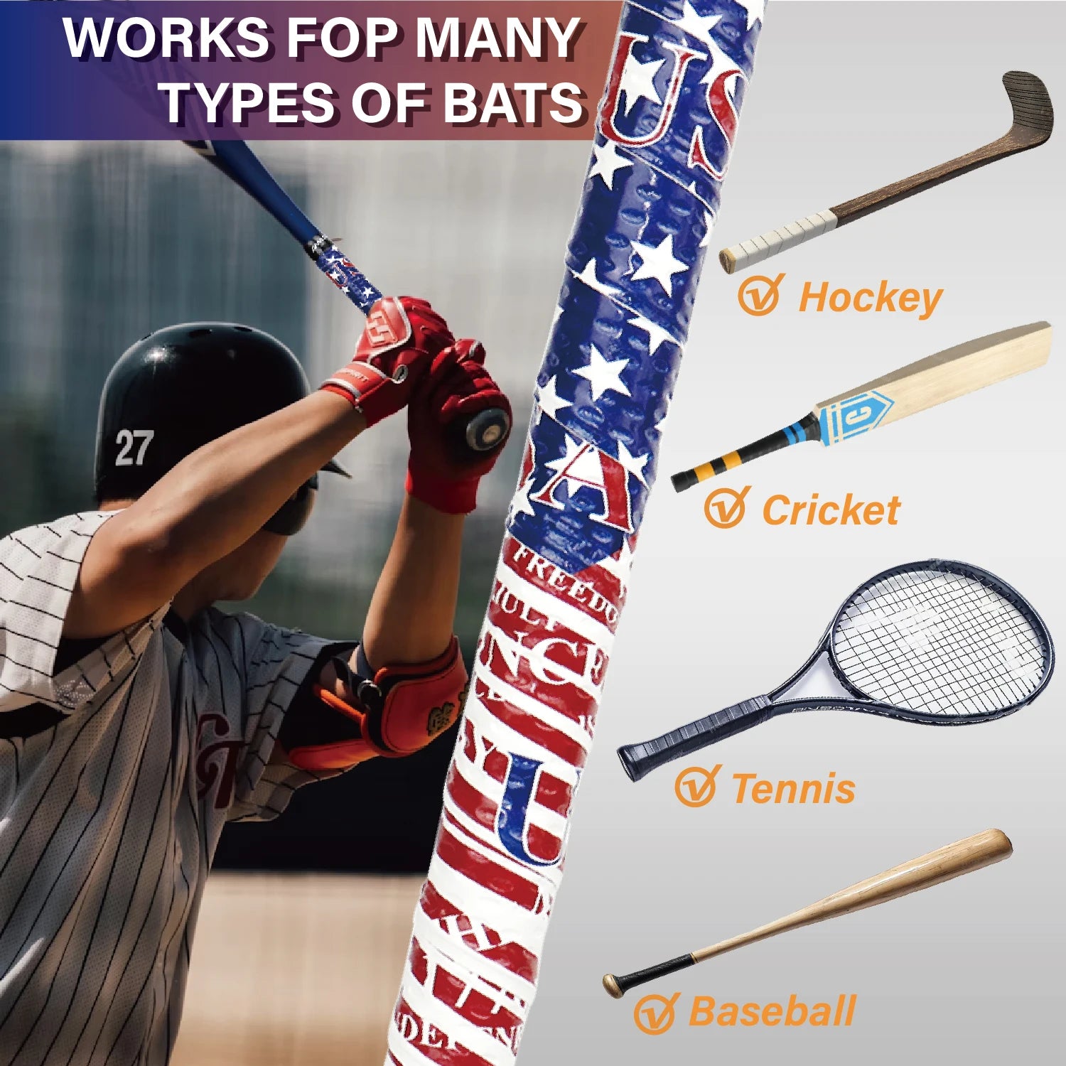 AMASPORT 5/10/20pcs Bat Grip Tapes Baseball Anti-slip Sweatband for Softball Baseball Sports Accessories