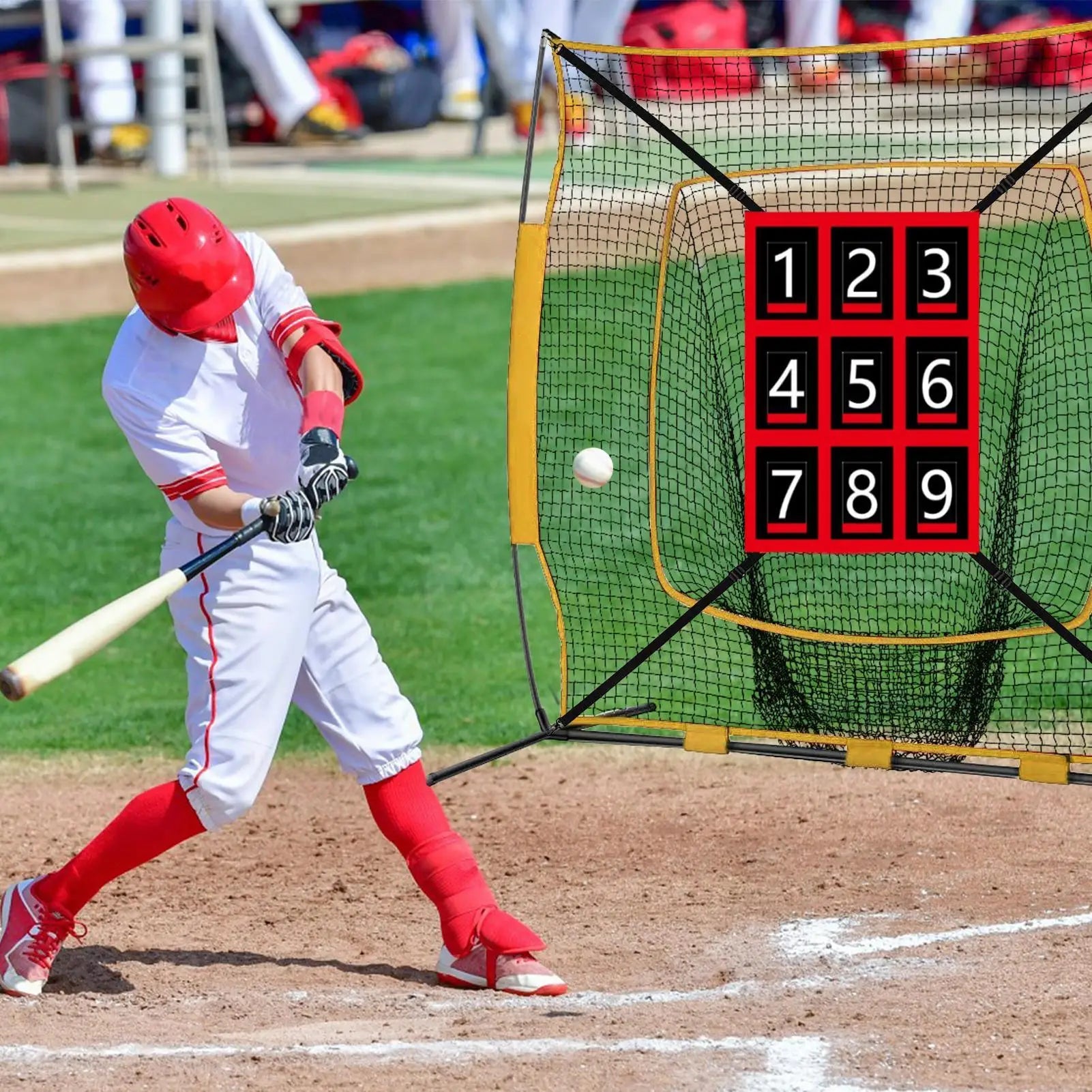 Pitching Net With Strike Zone Softball Accessories For Practice Baseball & Softball Batting Aid Pitching Adjustable Target Net