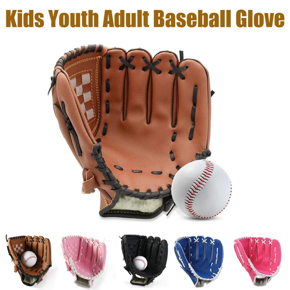 Baseball Glove for Kids Youth Adults Softball Teeball Training PU Leather Left Hand Glove Right Hand Throw Practice Equipment