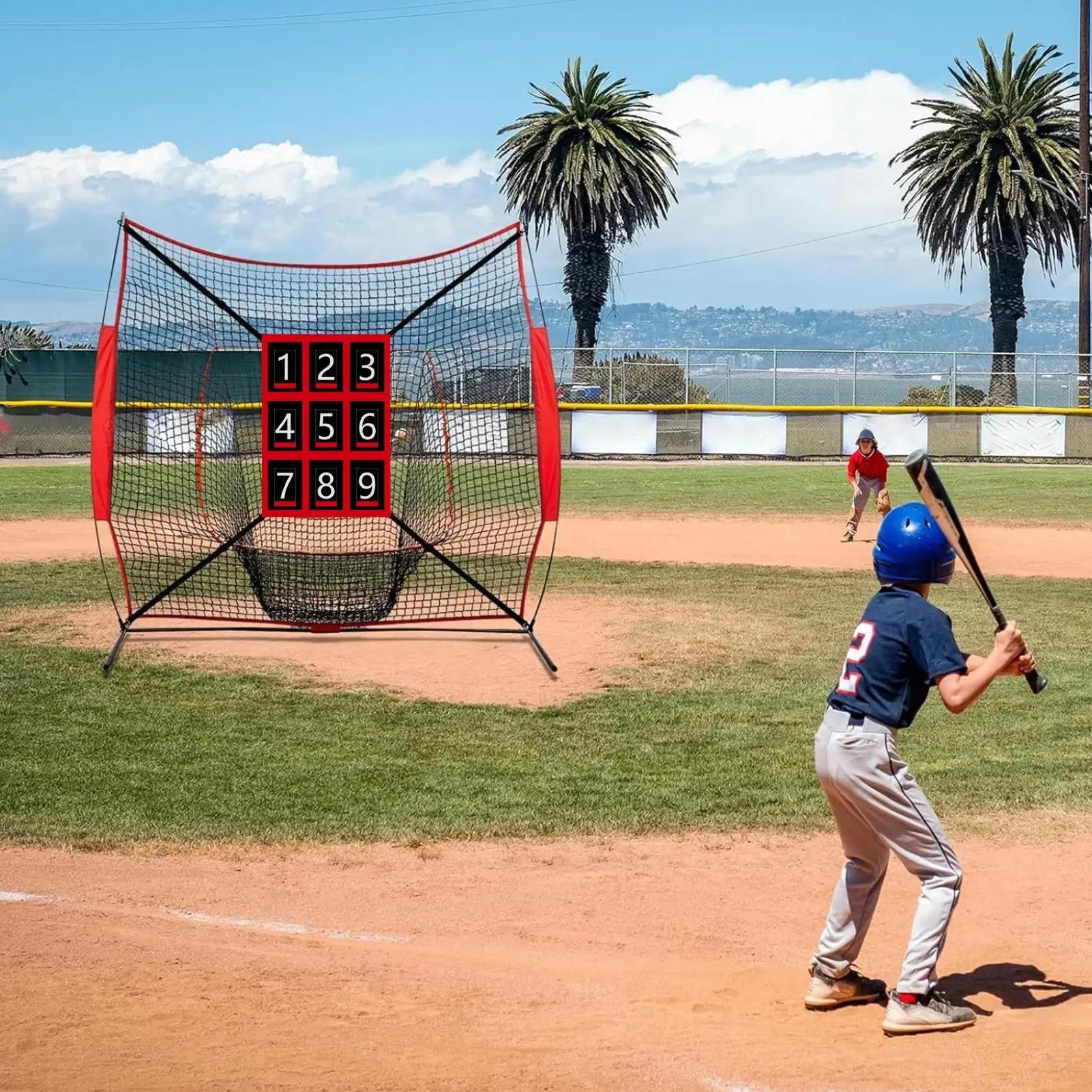 Pitching Net With Strike Zone Softball Accessories For Practice Baseball & Softball Batting Aid Pitching Adjustable Target Net