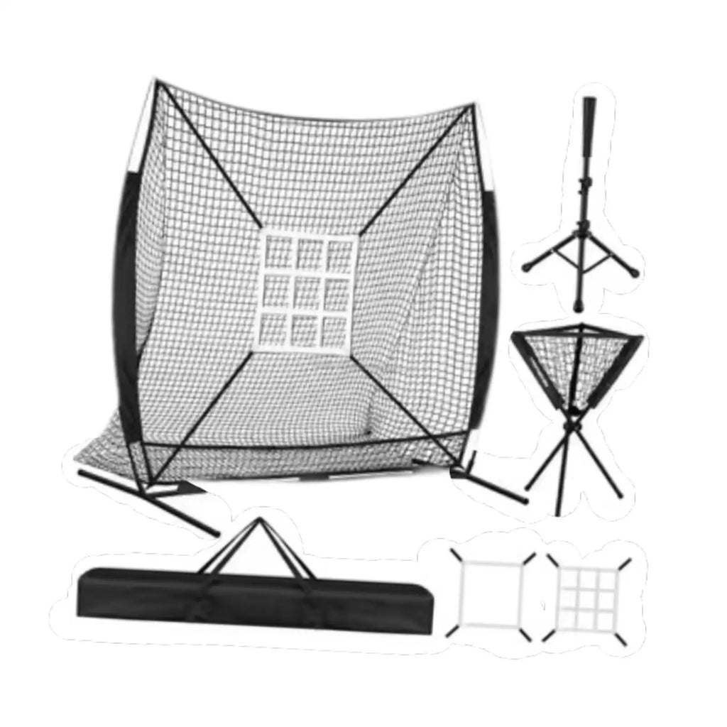 Baseball Softball Net 7x7 Ft Lightweight with Strike Zone, Tee,
