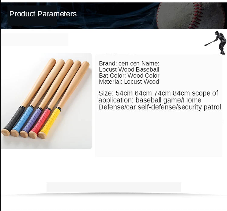 Wood Baseball Bat And Softball Gloves Ball Youth Children 21inch Outdoor Sports Home Person Self-Defense Gear