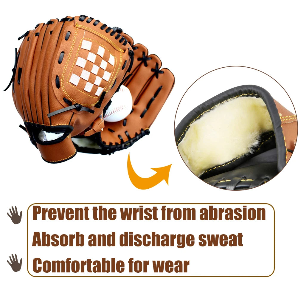 Baseball Glove for Kids Youth Adults Softball Teeball Training PU Leather Left Hand Glove Right Hand Throw Practice Equipment