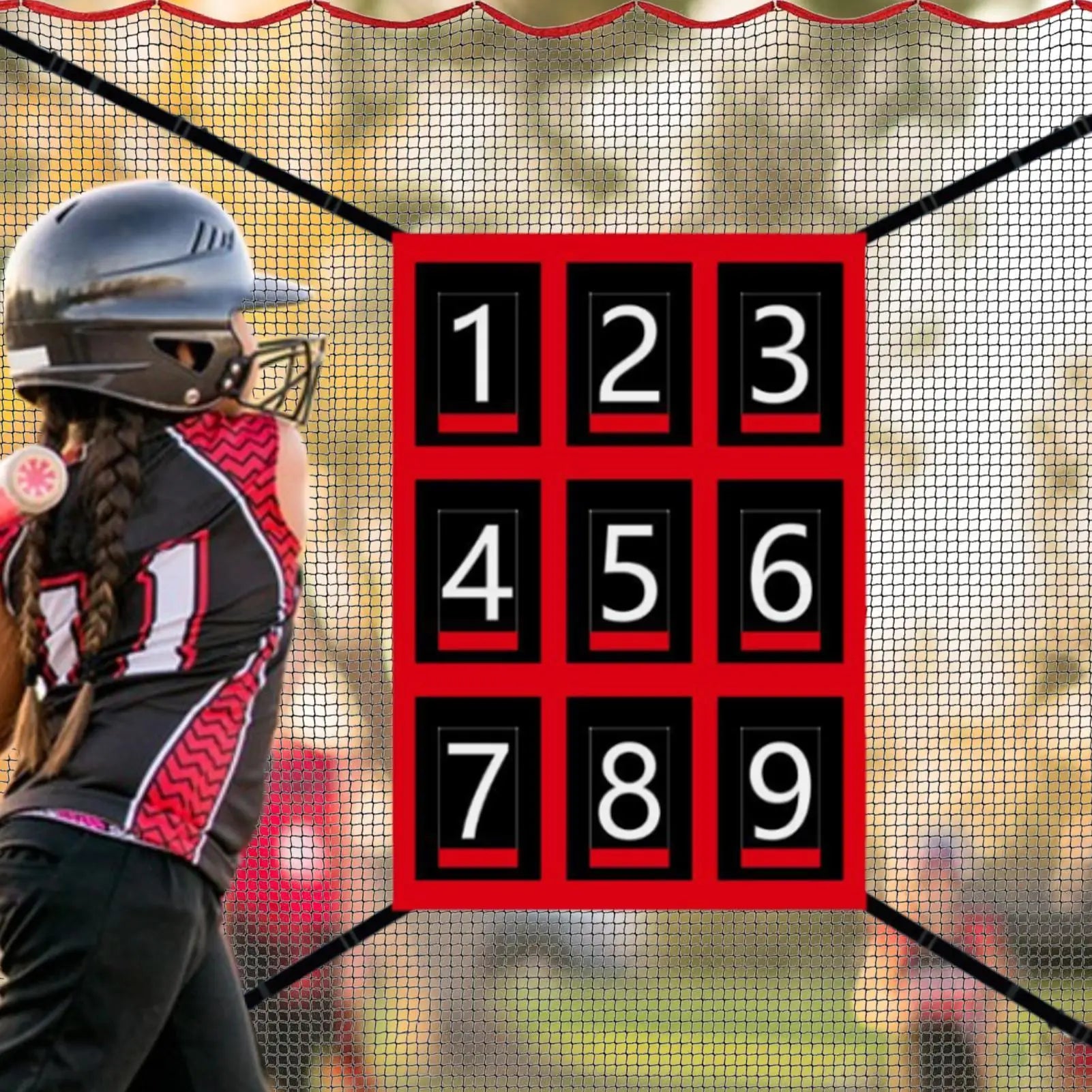 Pitching Net With Strike Zone Softball Accessories For Practice Baseball & Softball Batting Aid Pitching Adjustable Target Net