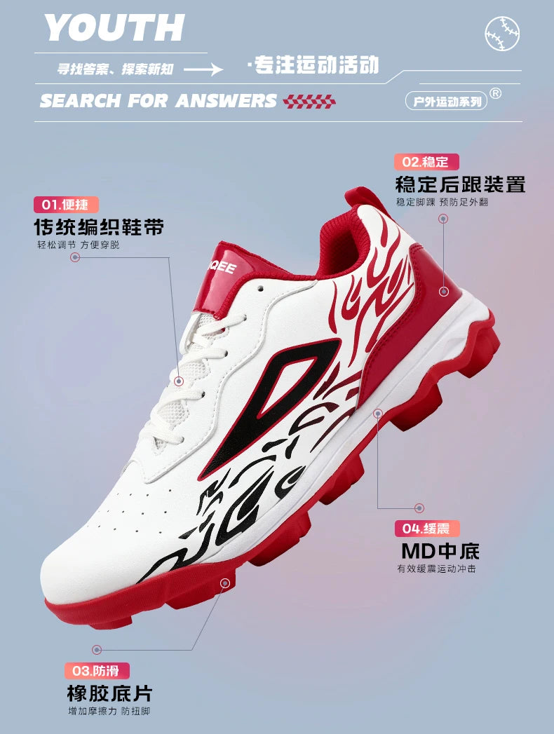 2025 New Men Baseball Sneakers Professional Softball Sport Shoes Non Slip Spiked Sneakers Comfortable Baseball Training Shoes