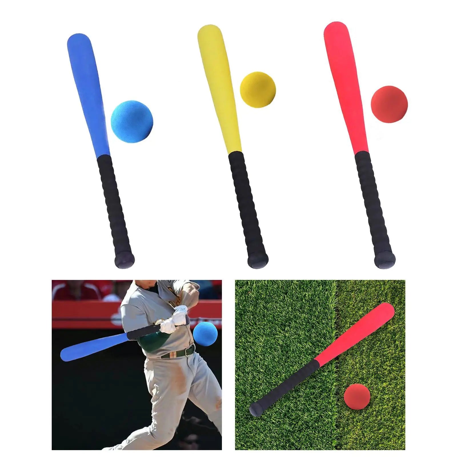 Kids Foam Baseball Bat and Ball 21 inch Lightweight Safe Toy EVA Softball Bat Tball Bat for Indoor Outdoor Learning Game Playing