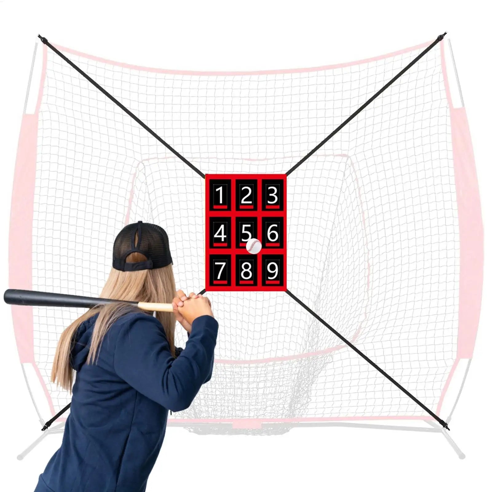 Pitching Net With Strike Zone Softball Accessories For Practice Baseball & Softball Batting Aid Pitching Adjustable Target Net