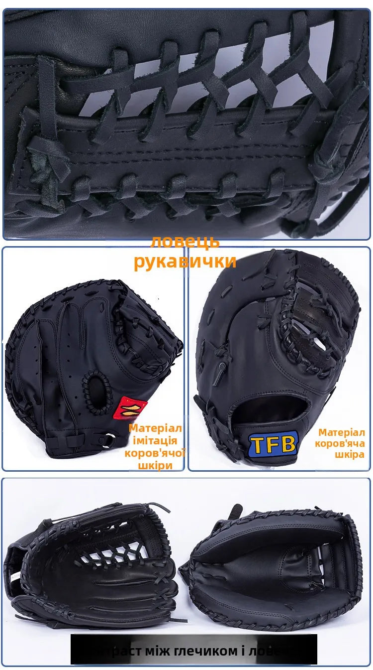 Full ain Leather Baseball Glove Sofall Mitt Profional cher Adult Youth Junior Player Fi's Handwear
