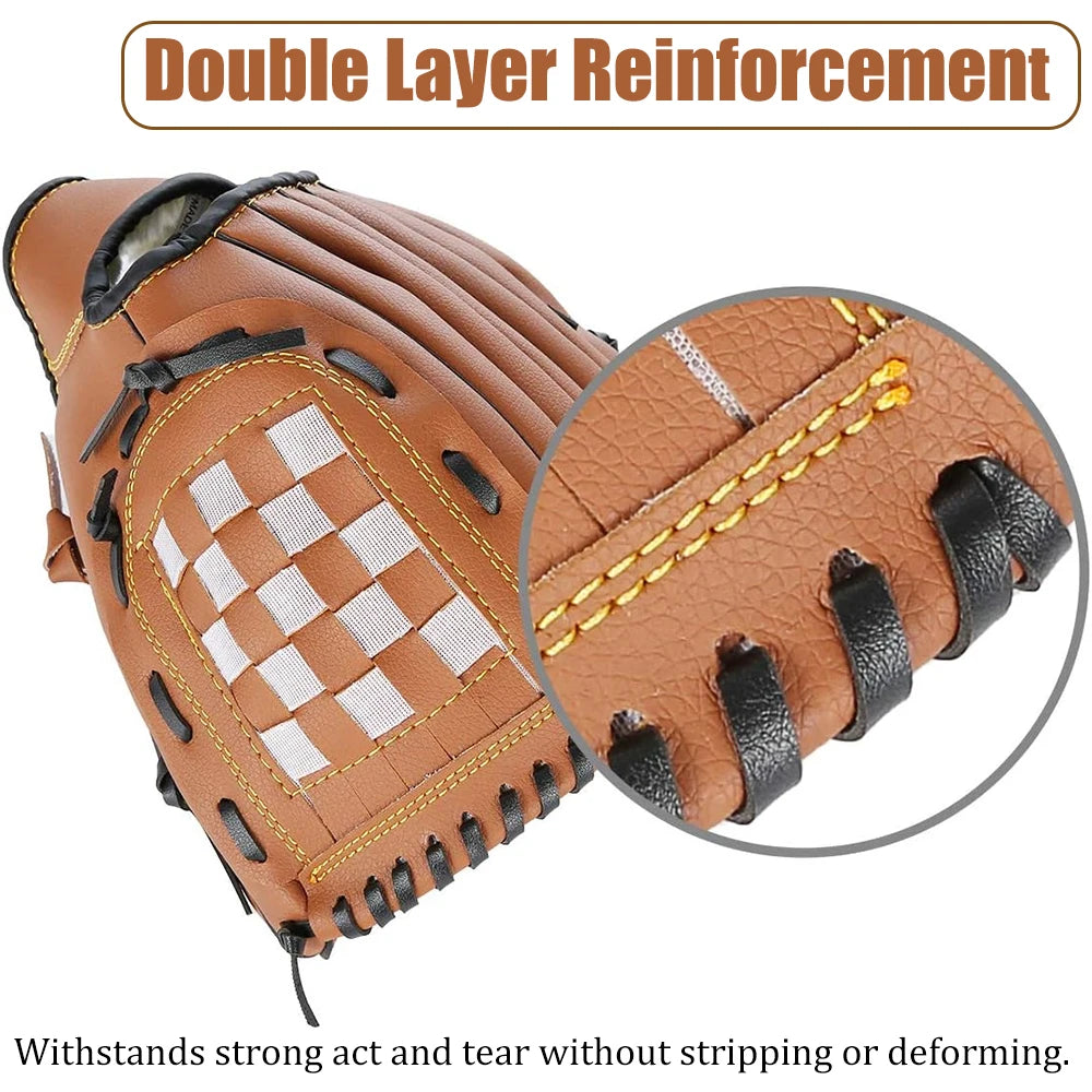 Baseball Glove for Kids Youth Adults Softball Teeball Training PU Leather Left Hand Glove Right Hand Throw Practice Equipment