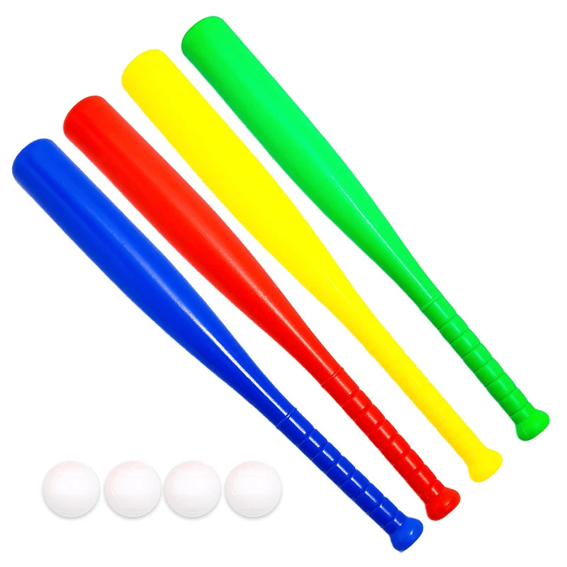 Baseball Set Colorful Plastic Baseball Bat with Ball Outdoor Park Portable Lightweight Fun Sport Game Batting Skill Practice ZYF