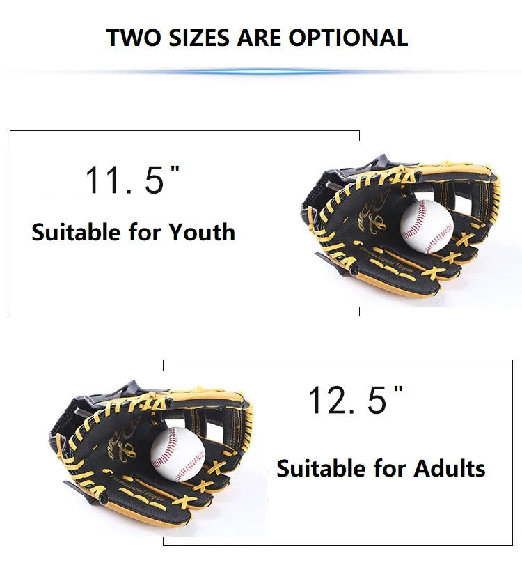 Professional Baseball Gloves 11.5/12.5inch Youths Adults Genuine Leather Baseball Mitt Gear Softball Training Catcher Gloves